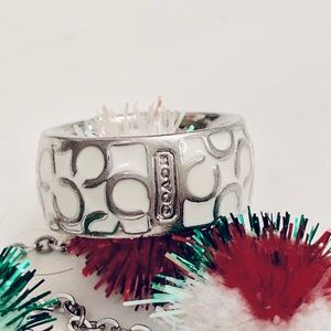 Coach Miranda enamel signature ring - white size 8
